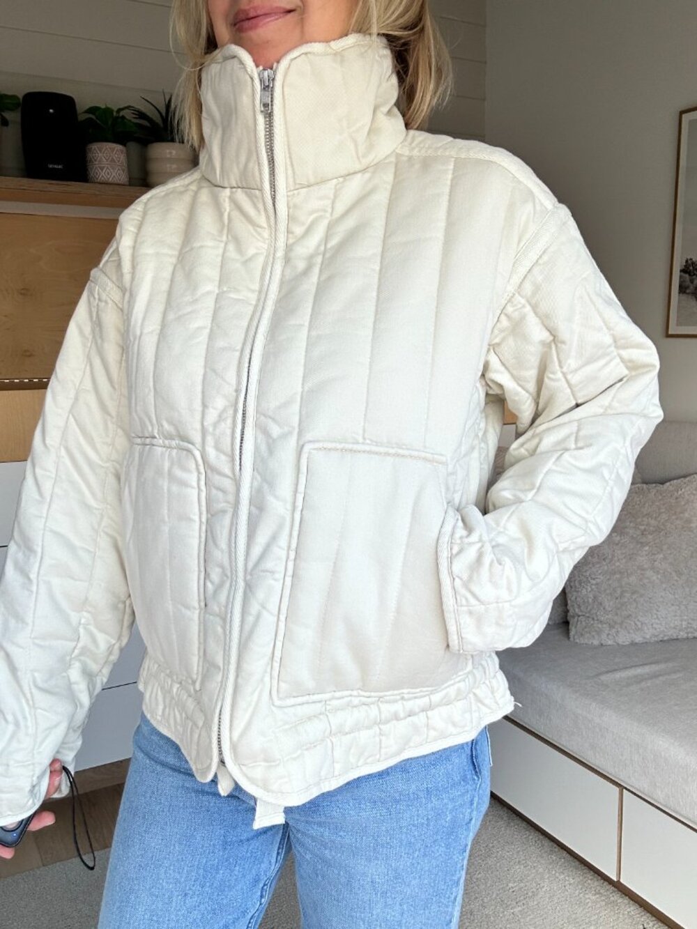 Gap Quilted Jacket Cream Colour size XS